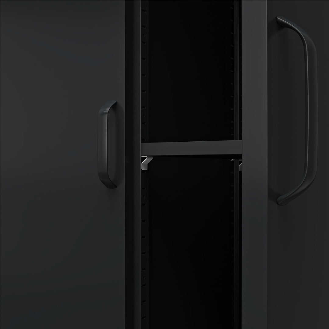 Shadwick 2 Door Tall Metal Locker Style Storage Cabinet - Black
