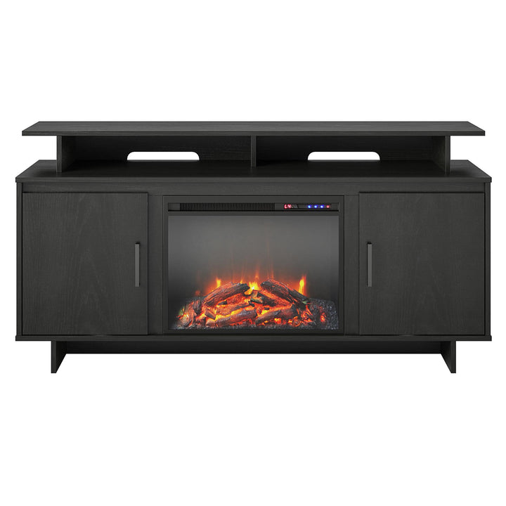 Merritt Avenue Electric Fireplace TV Console with 2 Storage Cabinets for TVs up to 74"  -  Black Oak