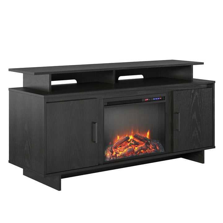 Best electric fireplace TV console with storage -  Black Oak