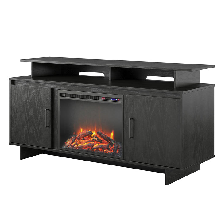 Modern living room furniture with electric fireplace -  Black Oak