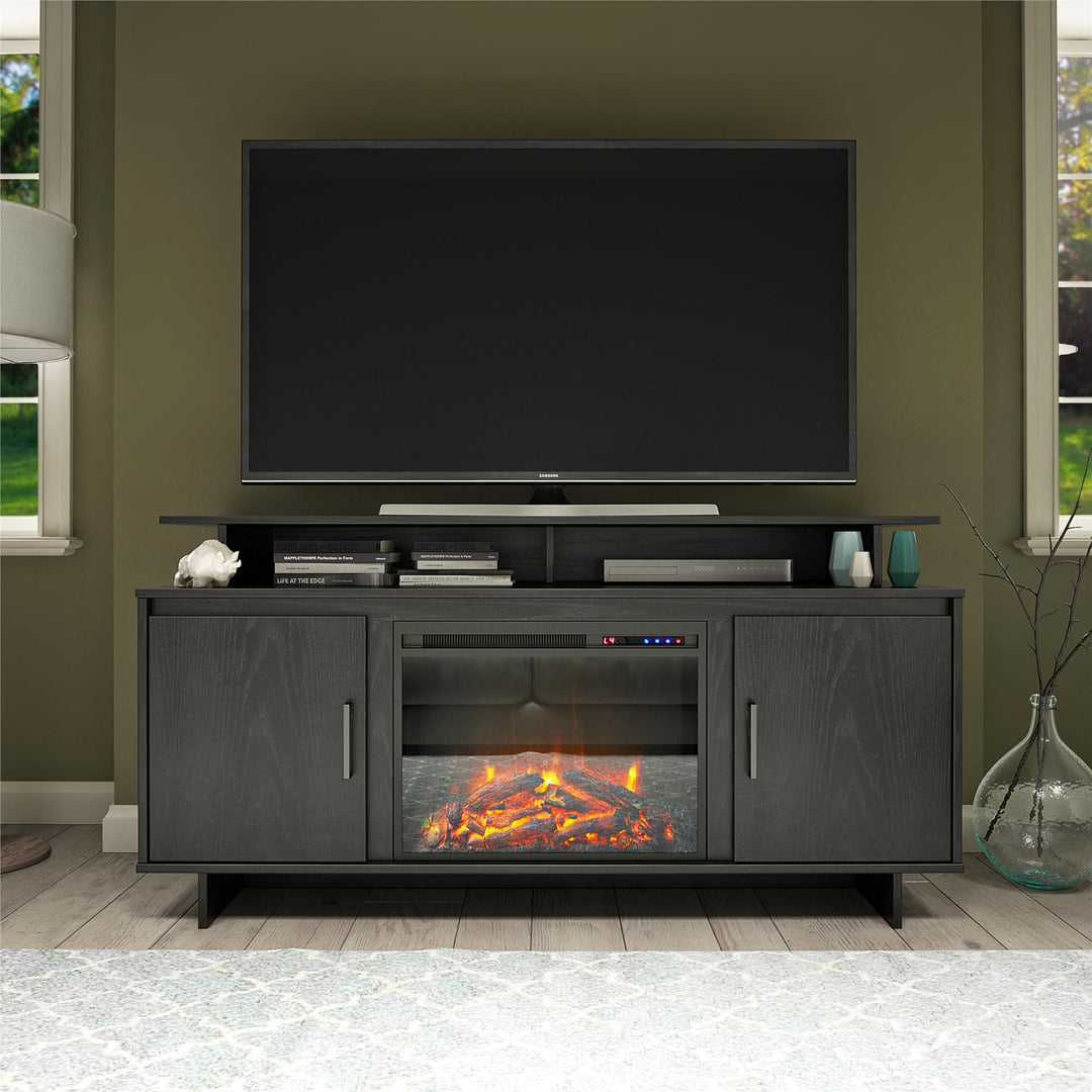 Merritt Avenue electric fireplace TV console -  Black Oak
