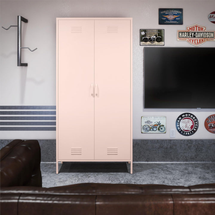 Tall metal storage cabinet - Pale Pink