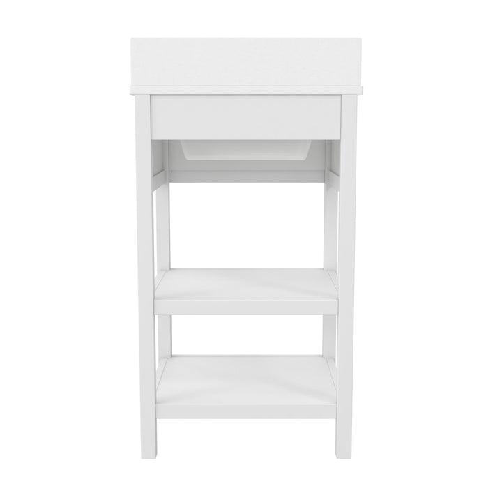 Pisa 20 Inch Bathroom Vanity with Carrera Countertop and 2 Storage Shelves - White