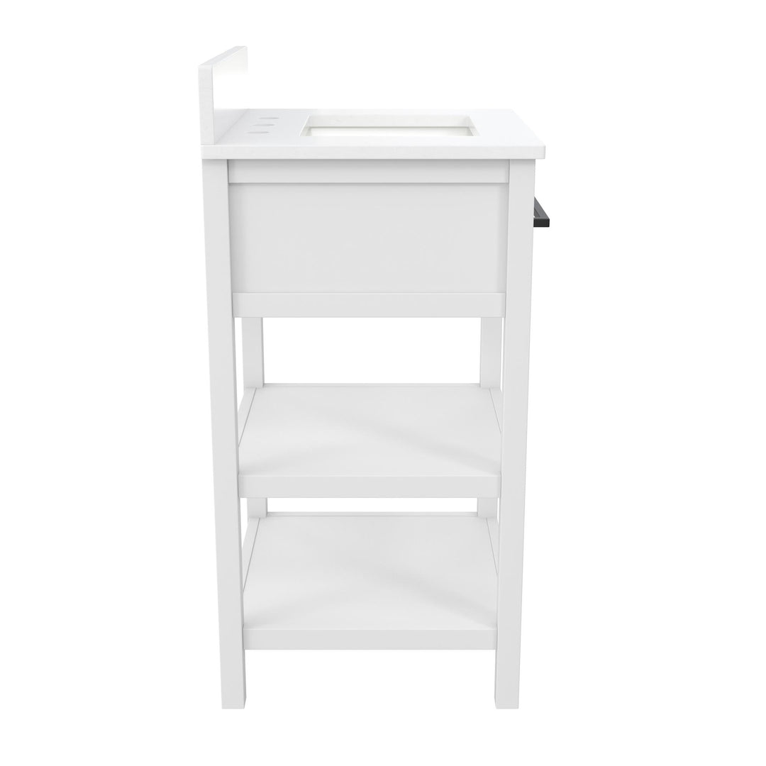 Pisa 20 Inch Bathroom Vanity with Carrera Countertop and 2 Storage Shelves - White