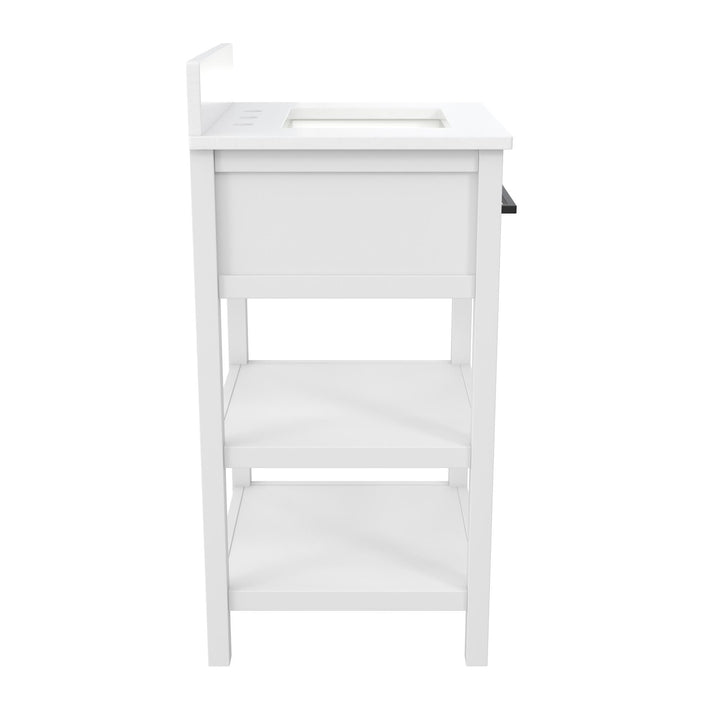 Pisa 20 Inch Bathroom Vanity with Carrera Countertop and 2 Storage Shelves - White