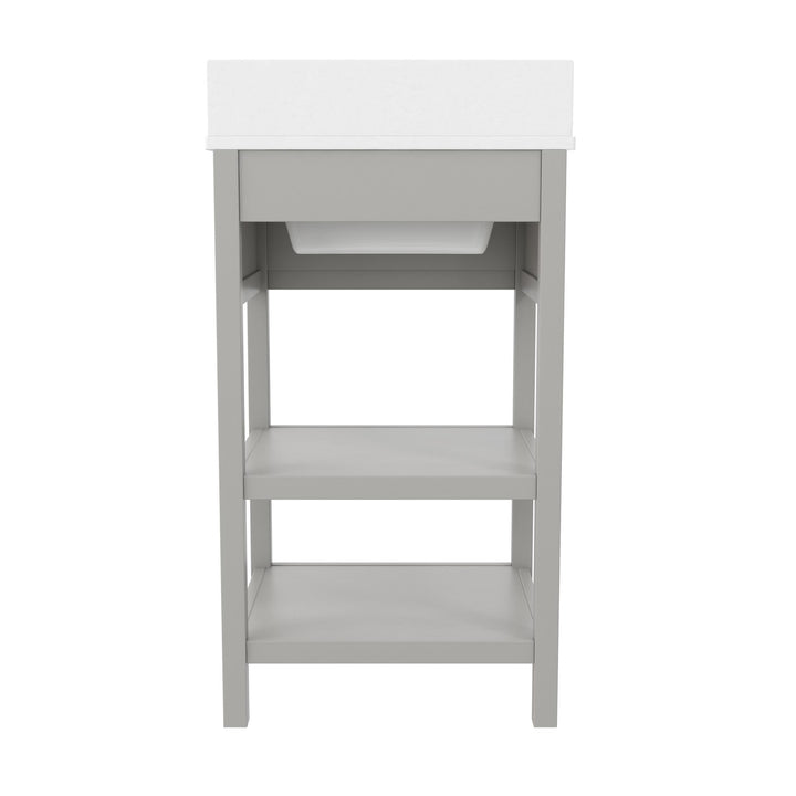 Pisa 20 Inch Bathroom Vanity with Carrera Countertop and 2 Storage Shelves - Gray