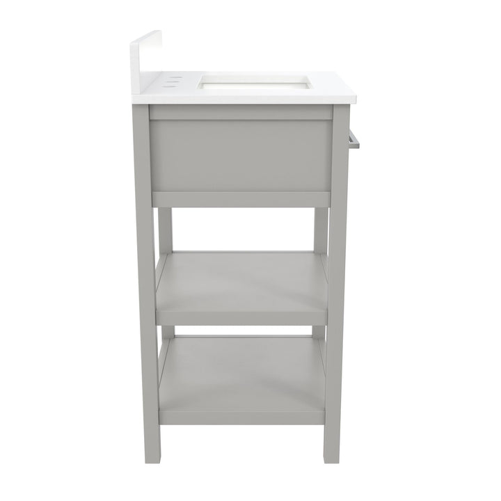 Pisa 20 Inch Bathroom Vanity with Carrera Countertop and 2 Storage Shelves - Gray