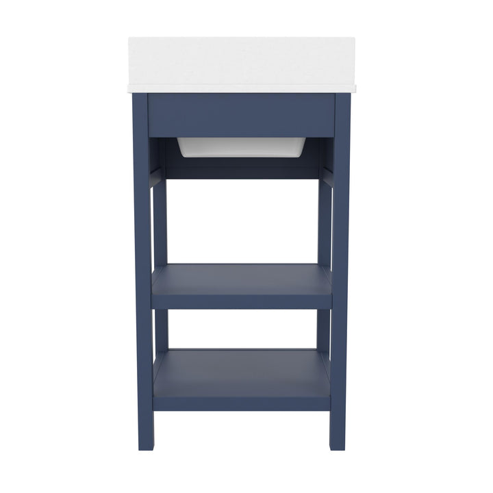 Pisa 20 Inch Bathroom Vanity with Carrera Countertop and 2 Storage Shelves - Navy
