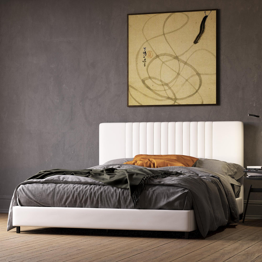 leather bed frame - White - Full Size