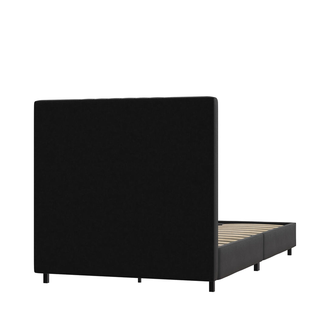 Rio Faux Leather Upholstered Platform Bed with Tufted Headboard - Black - Twin