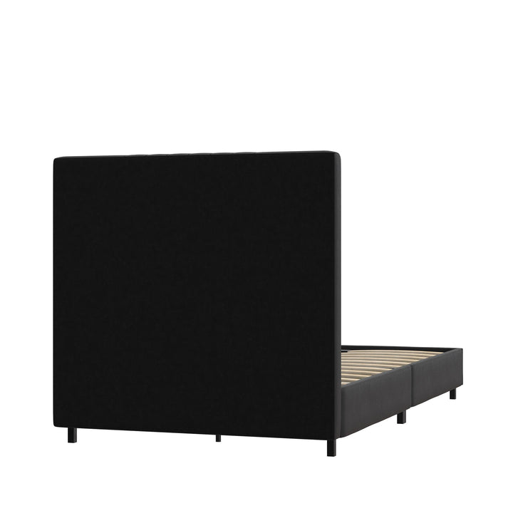 Rio Faux Leather Upholstered Platform Bed with Tufted Headboard - Black - Twin