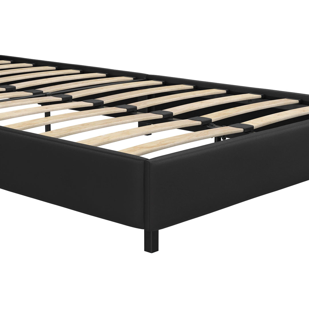 Rio Faux Leather Upholstered Platform Bed with Tufted Headboard - Black - Twin