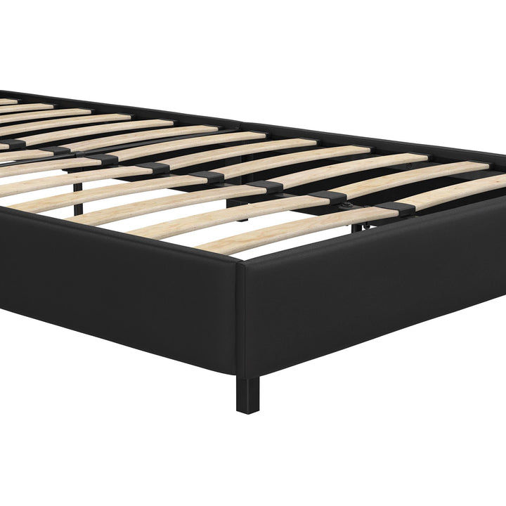 Rio Faux Leather Upholstered Platform Bed with Tufted Headboard - Black - Twin