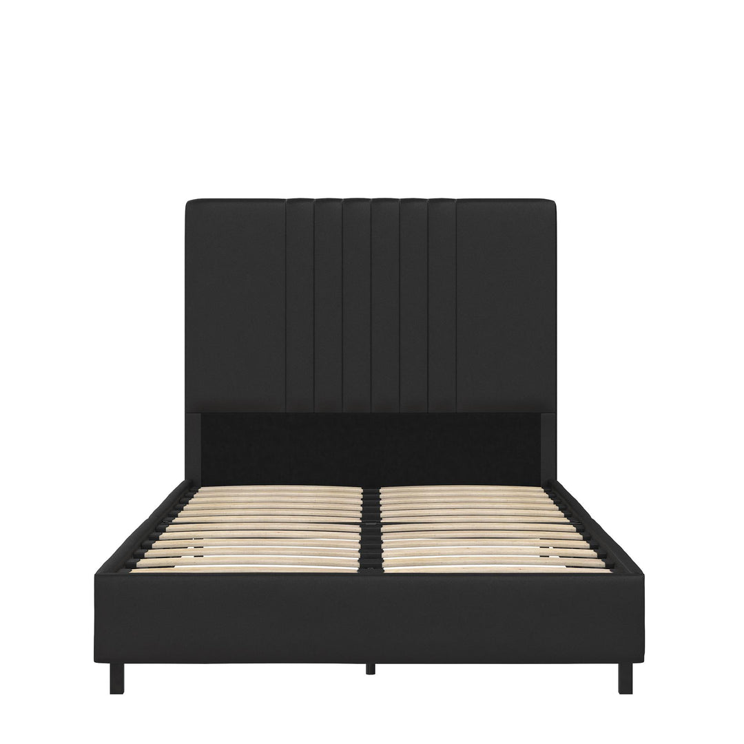 Rio Faux Leather Upholstered Platform Bed with Tufted Headboard - Black - Twin