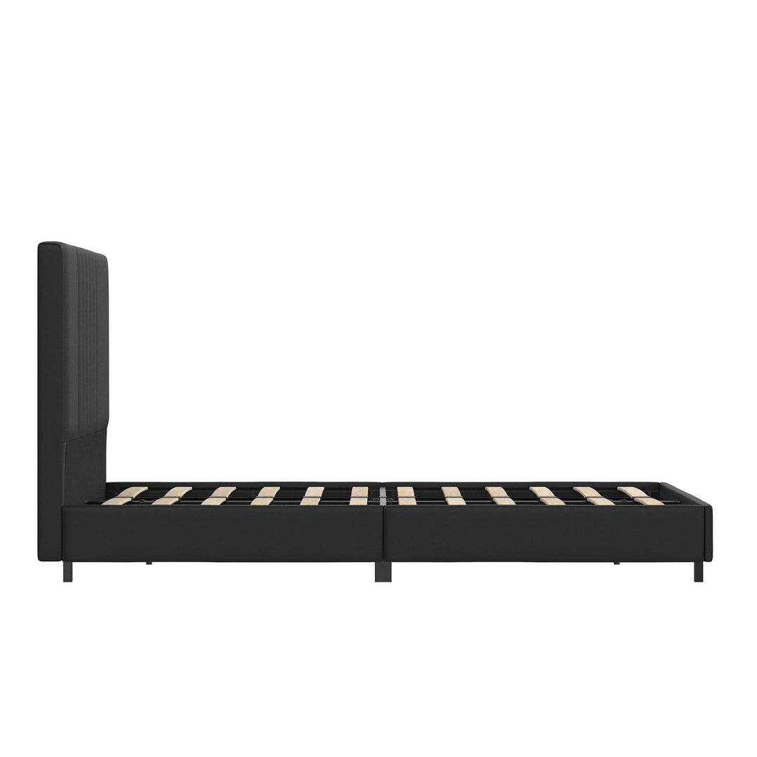 Rio Faux Leather Upholstered Platform Bed with Tufted Headboard - Black - Twin