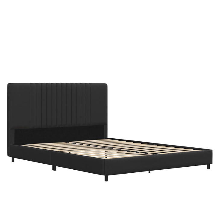 bed with cloth headboard - Black - Queen Size