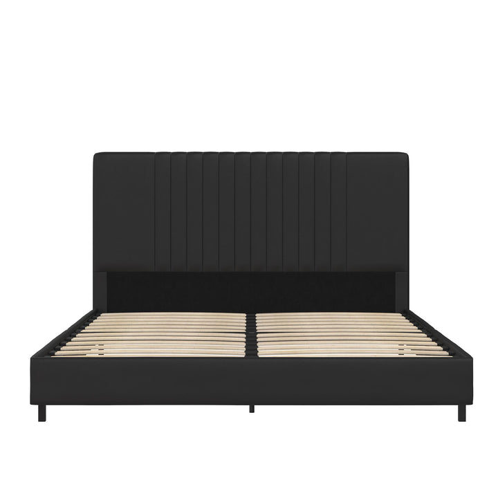 bed frame faux leather - Black - Queen Size