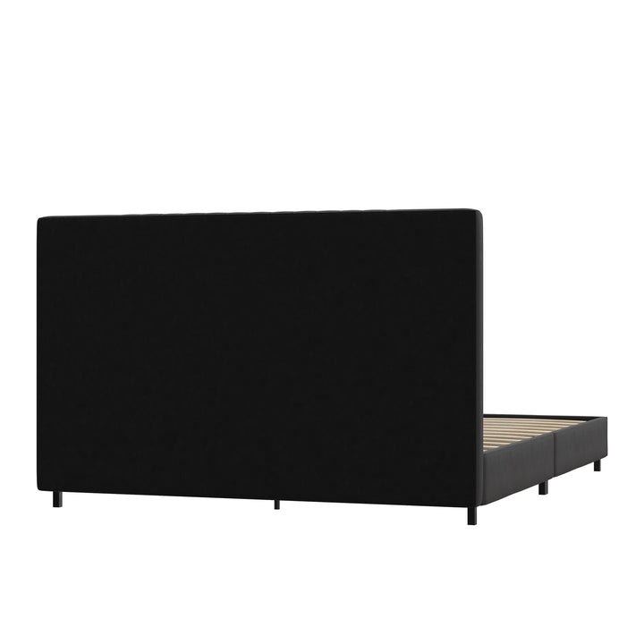 Rio Faux Leather Upholstered Platform Bed with Tufted Headboard - Black - Queen