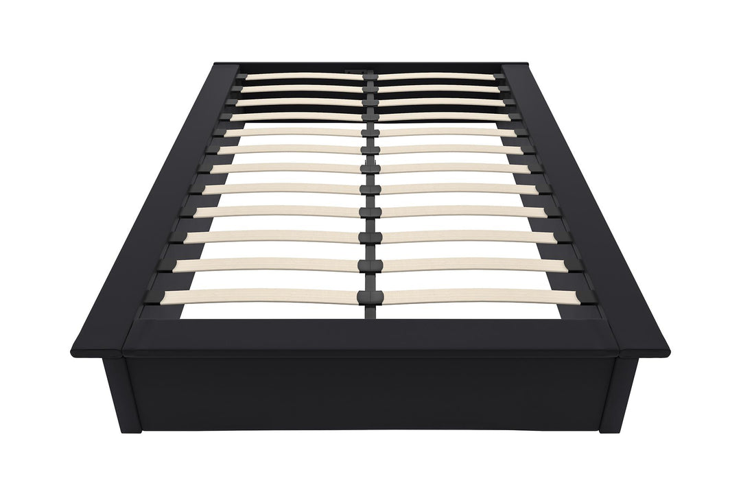 Maven Upholstered Bed with Modern Low Profile Design - Black - Full