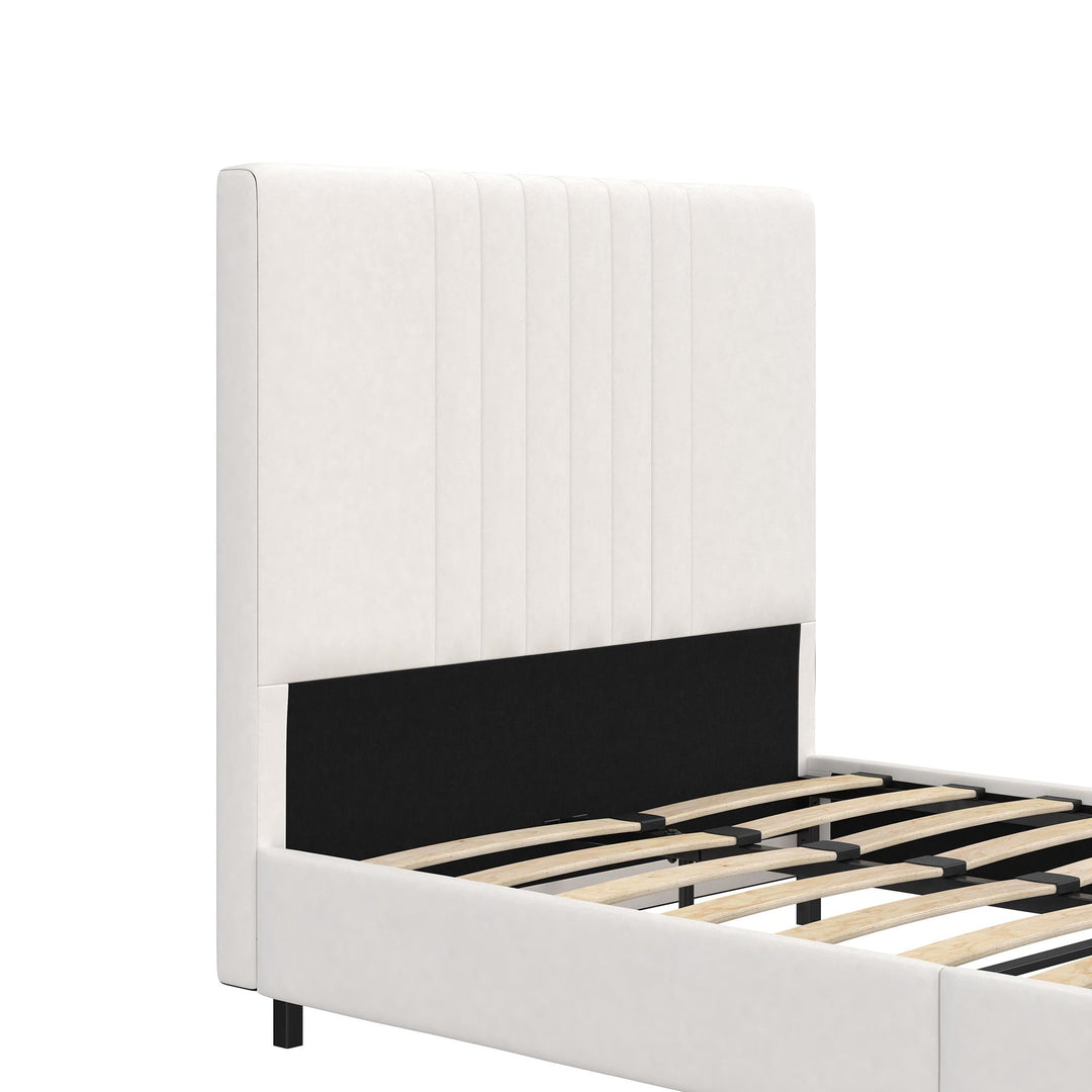 leather tufted bed frame  - White - Twin Size