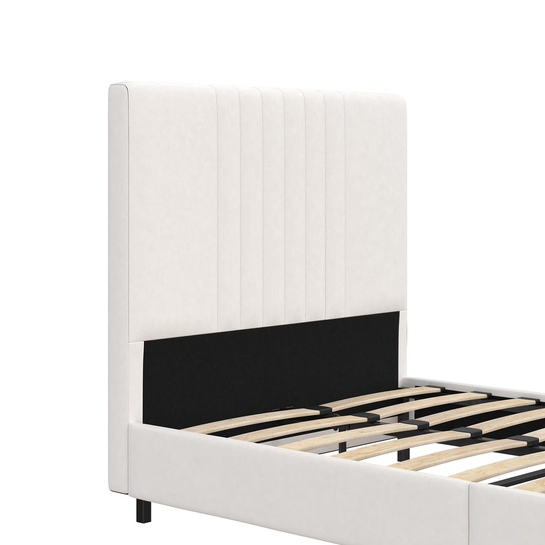 Rio Faux Leather Upholstered Platform Bed with Tufted Headboard - White - Twin