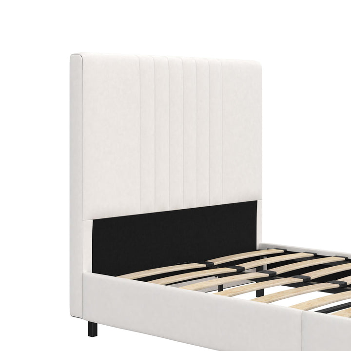 Rio Faux Leather Upholstered Platform Bed with Tufted Headboard - White - Twin