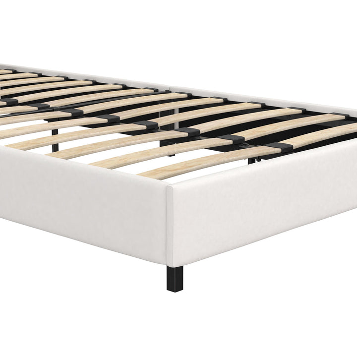 Rio Faux Leather Upholstered Platform Bed with Tufted Headboard - White - Twin
