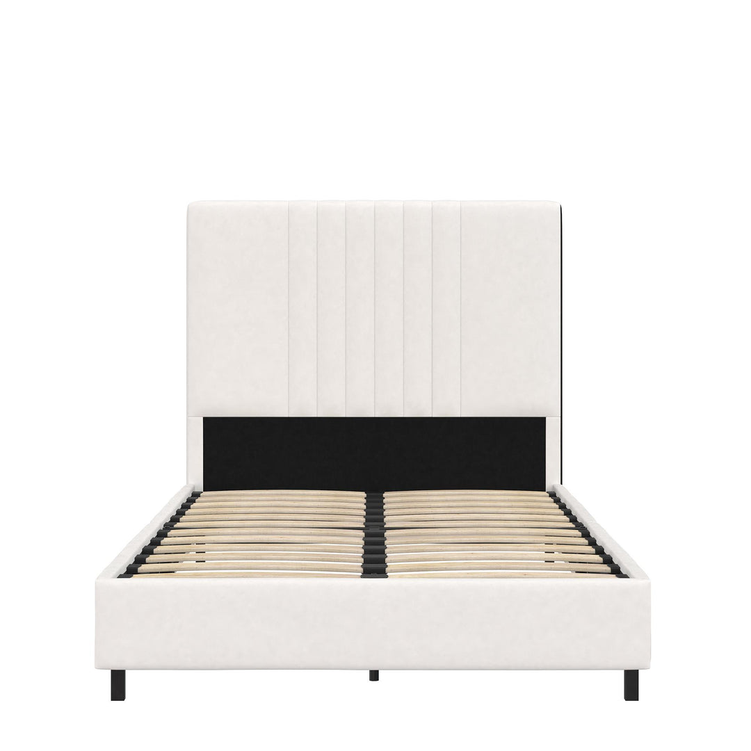 Rio Faux Leather Upholstered Platform Bed with Tufted Headboard - White - Twin