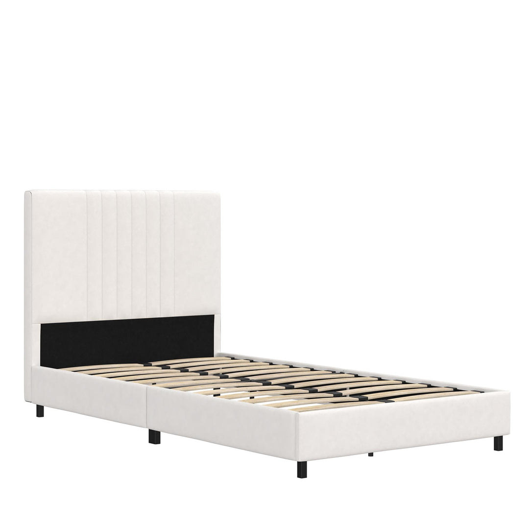leather tufted bed - White - Twin Size