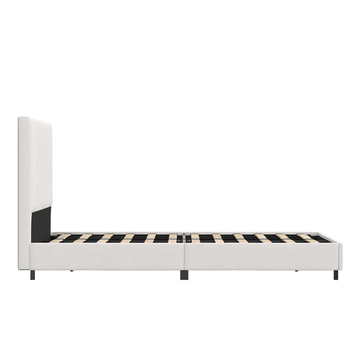 Rio Faux Leather Upholstered Platform Bed with Tufted Headboard - White - Twin