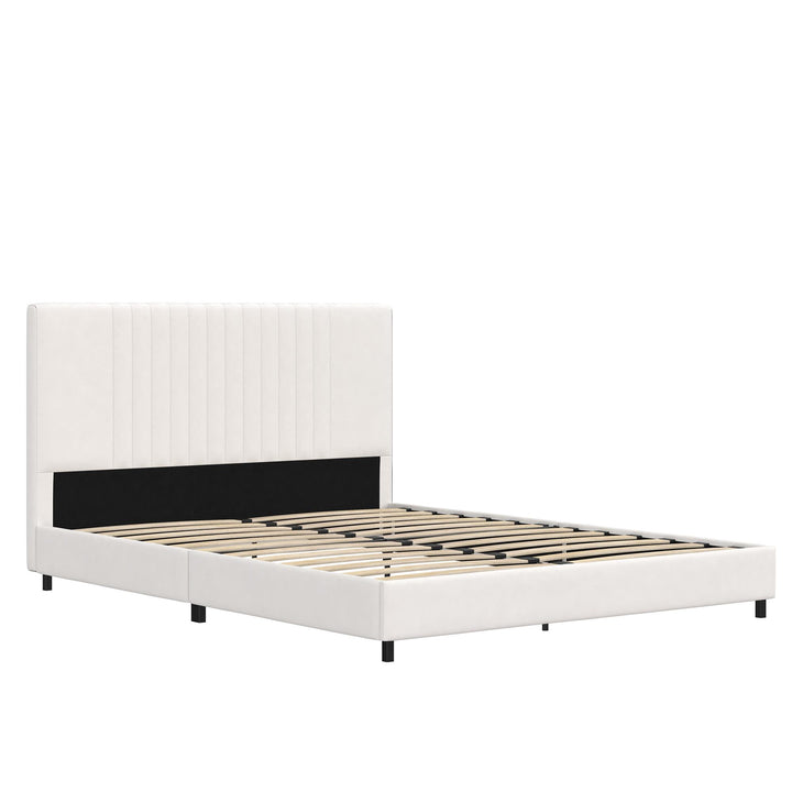 Rio Faux Leather Upholstered Platform Bed with Tufted Headboard - White - Full