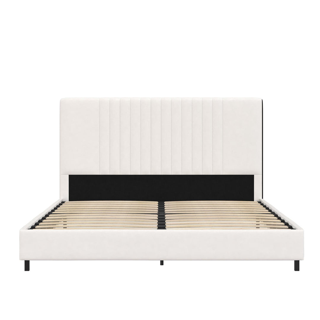bed with tufted headboard - White - King Size