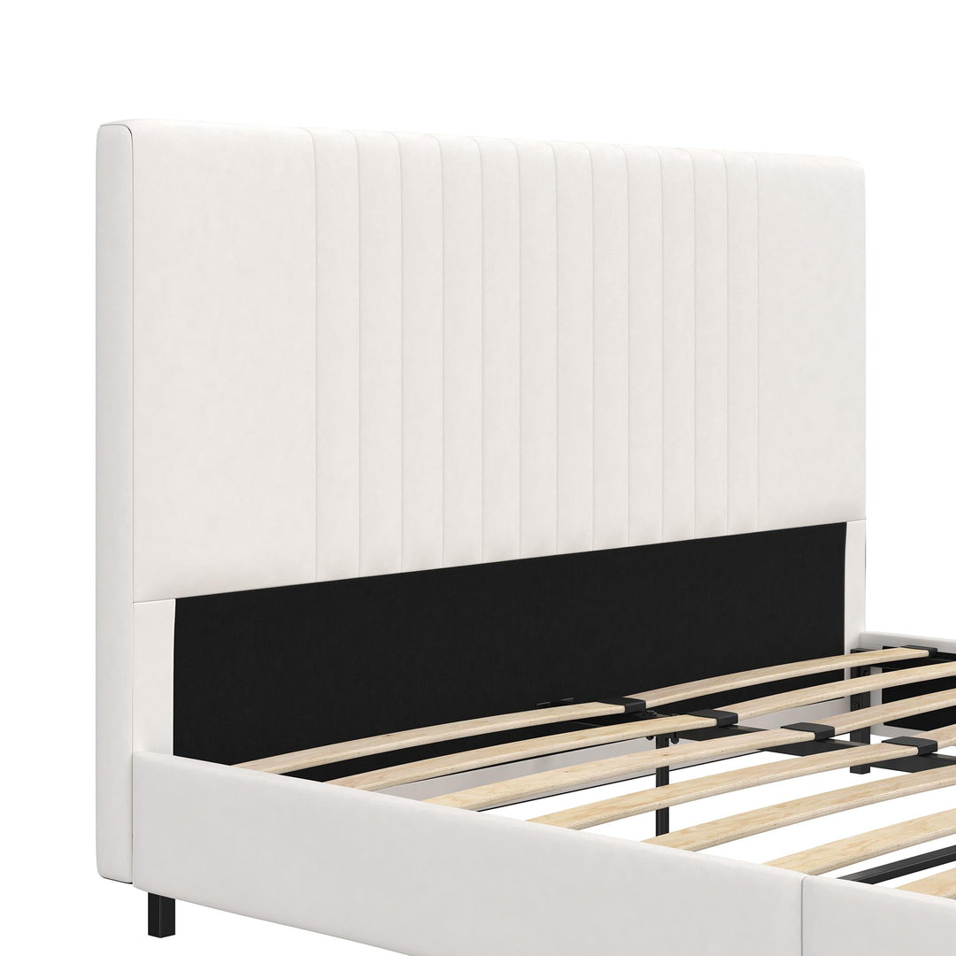 Rio Faux Leather Upholstered Platform Bed with Tufted Headboard - White - Full