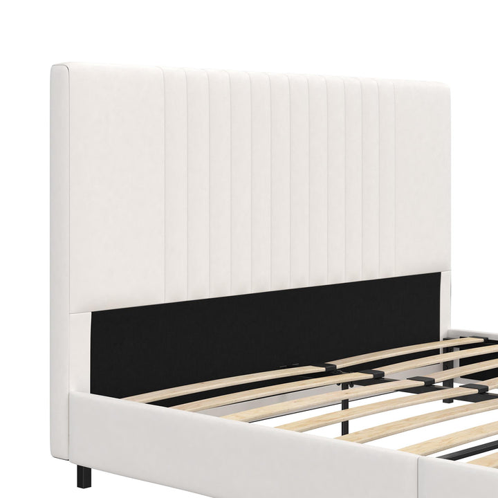 Rio Faux Leather Upholstered Platform Bed with Tufted Headboard - White - Full