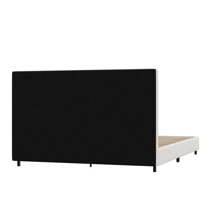 Rio Faux Leather Upholstered Platform Bed with Tufted Headboard - White - Queen