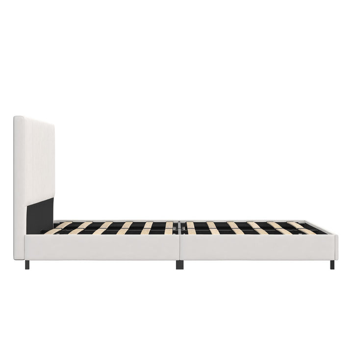 Rio Faux Leather Upholstered Platform Bed with Tufted Headboard - White - Queen