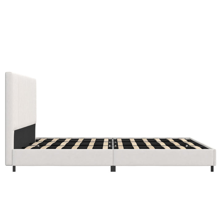 Rio Faux Leather Upholstered Platform Bed with Tufted Headboard - White - King