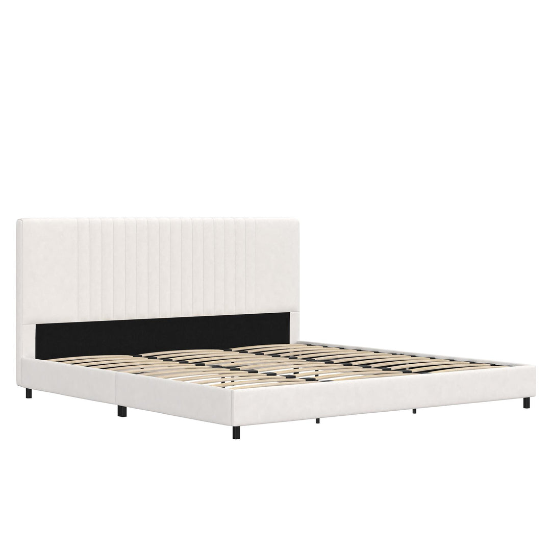 buy faux leather bed - White - King Size