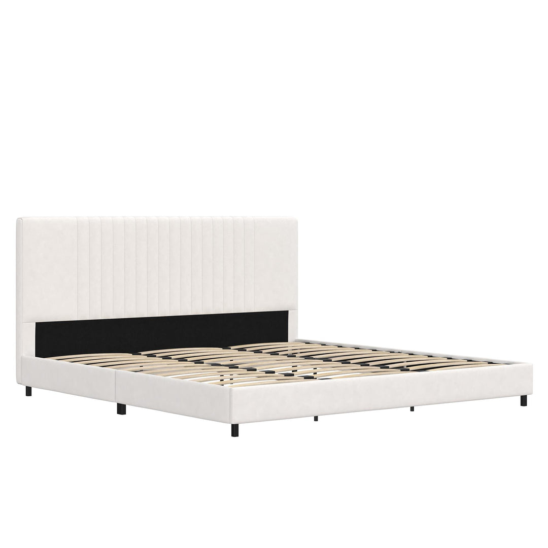 Rio Faux Leather Upholstered Platform Bed with Tufted Headboard - White - King