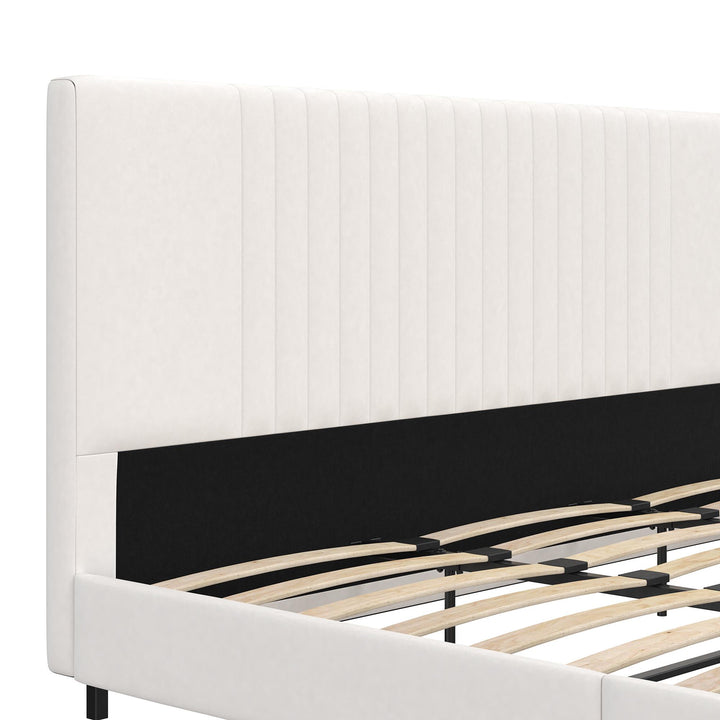 Rio Faux Leather Upholstered Platform Bed with Tufted Headboard - White - King