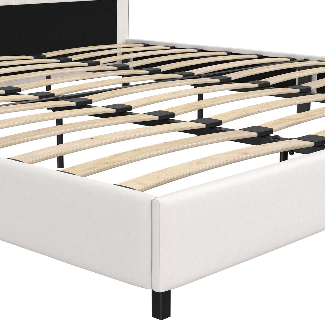 Rio Faux Leather Upholstered Platform Bed with Tufted Headboard - White - King