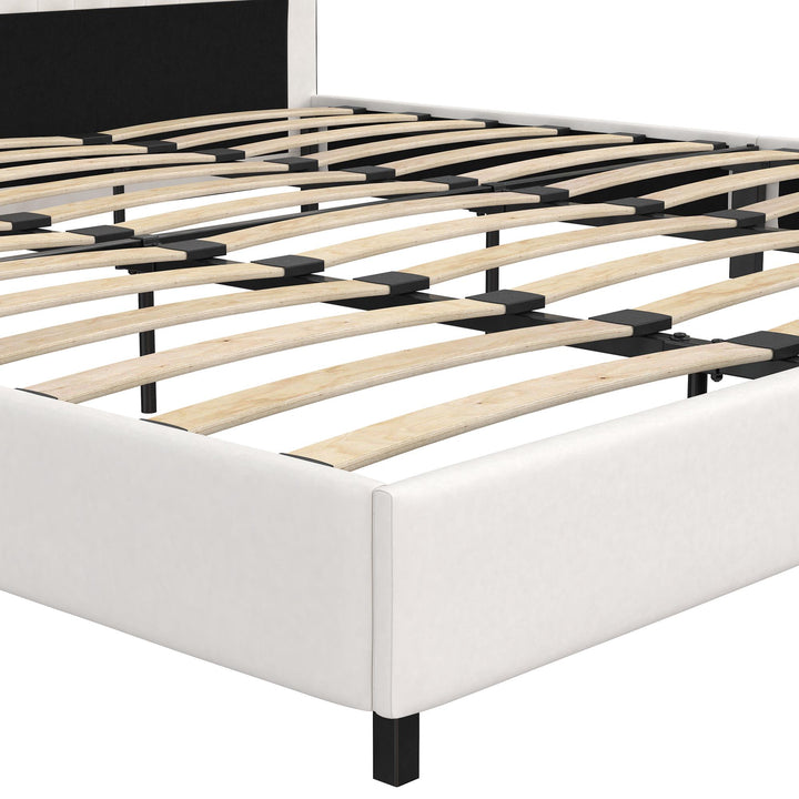 Rio Faux Leather Upholstered Platform Bed with Tufted Headboard - White - King