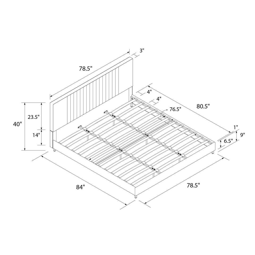 Rio Faux Leather Upholstered Platform Bed with Tufted Headboard - White - King