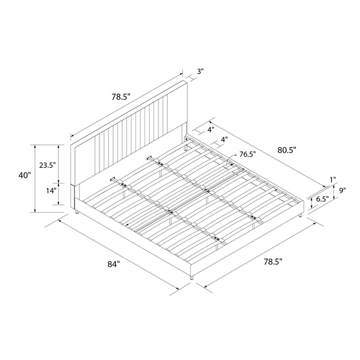 Rio Faux Leather Upholstered Platform Bed with Tufted Headboard - White - King