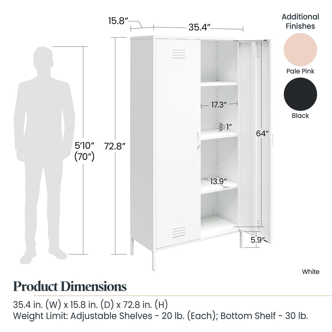 Shadwick 2 Door Tall Metal Locker Style Storage Cabinet - Black