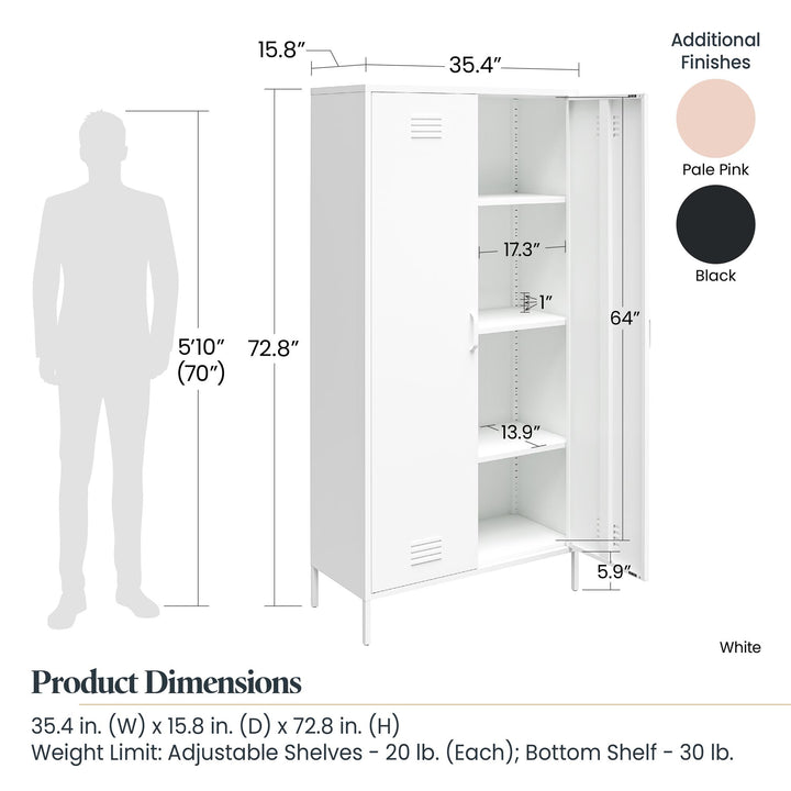 Shadwick 2 Door Tall Metal Locker Style Storage Cabinet - Black