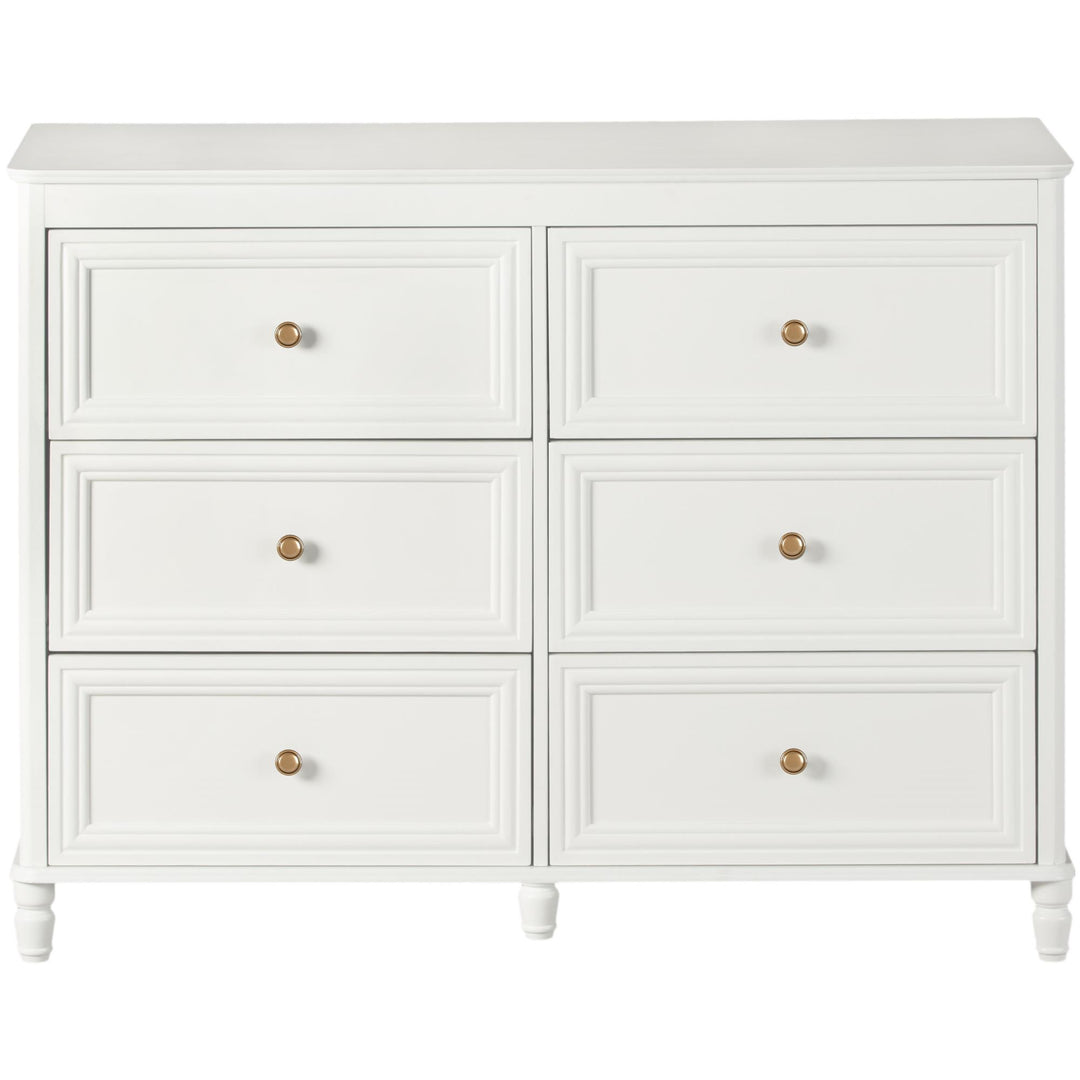 Piper Painted 6 Drawer Dresser with Solid Wood Spindle Feet  -  Cream