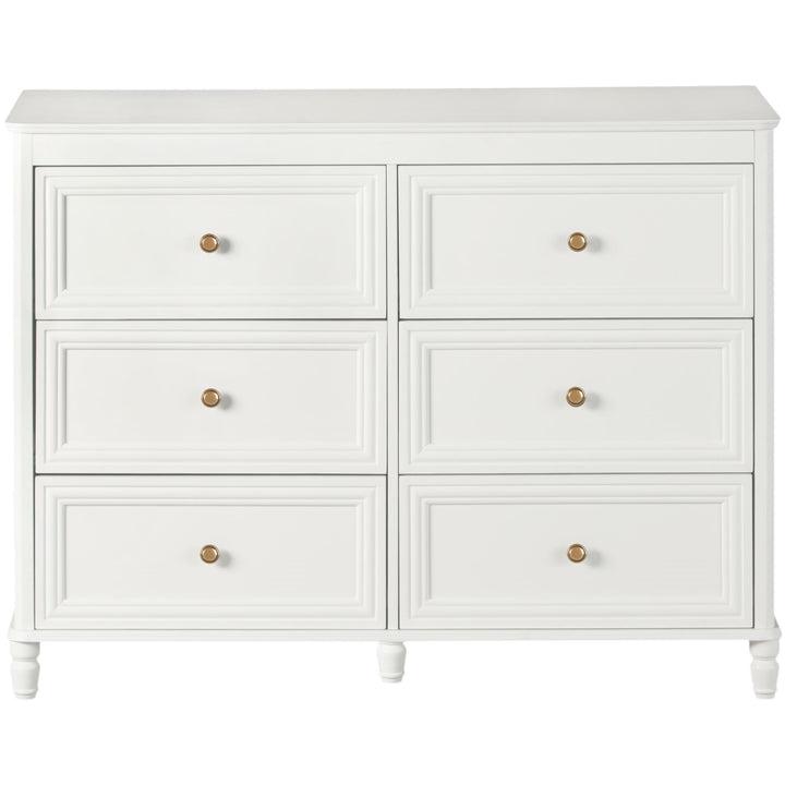 Piper Painted 6 Drawer Dresser with Solid Wood Spindle Feet  -  Cream
