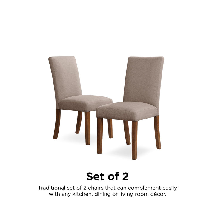 Parsons Linen Chairs with Pine Legs Set -  Taupe 