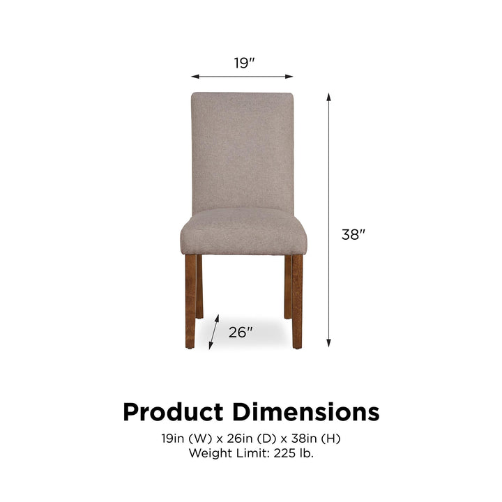 Durable Linen Upholstered Chairs with Pine Legs -  Taupe 